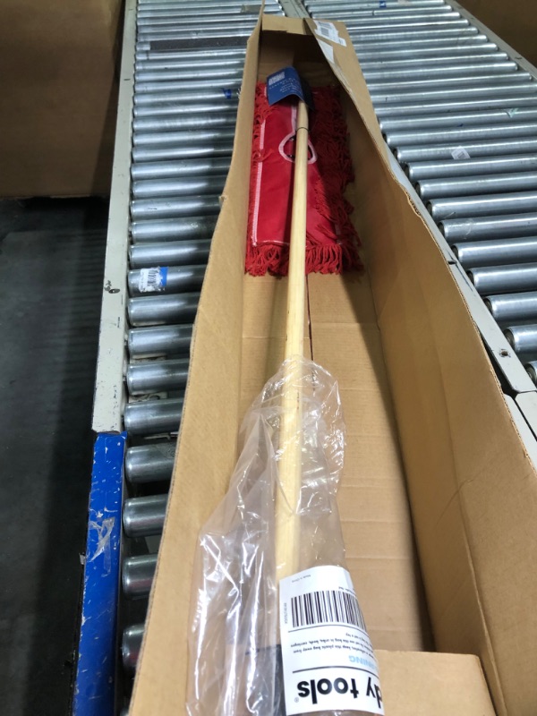 Photo 1 of Commercial Dust Mop & Floor Sweeper, 24 in. Dust Mop for Hardwood Floors, Reusable Dust Mop Head, Wooden Broom Handle, Industrial Dry Mop for Floor Cleaning & Janitorial Supplies, Red 24 X 5 Inch