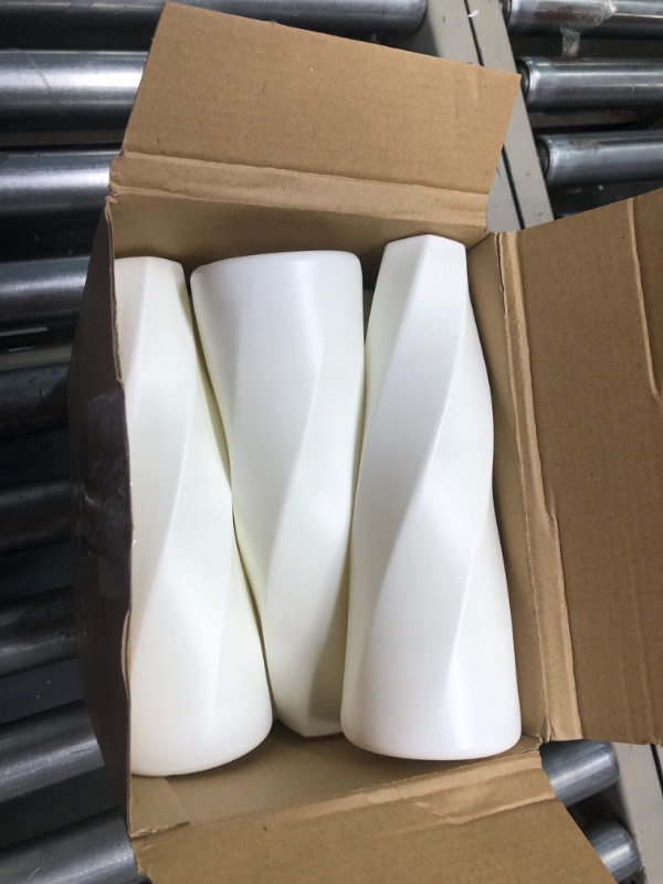 Photo 3 of 10 Pack Composite Plastic Flower Vases Bulk White Small Tall Conic Floral Vases for Centerpieces Unbreakable Bud Vase for Wedding Party Living Room Decor (Retro)
