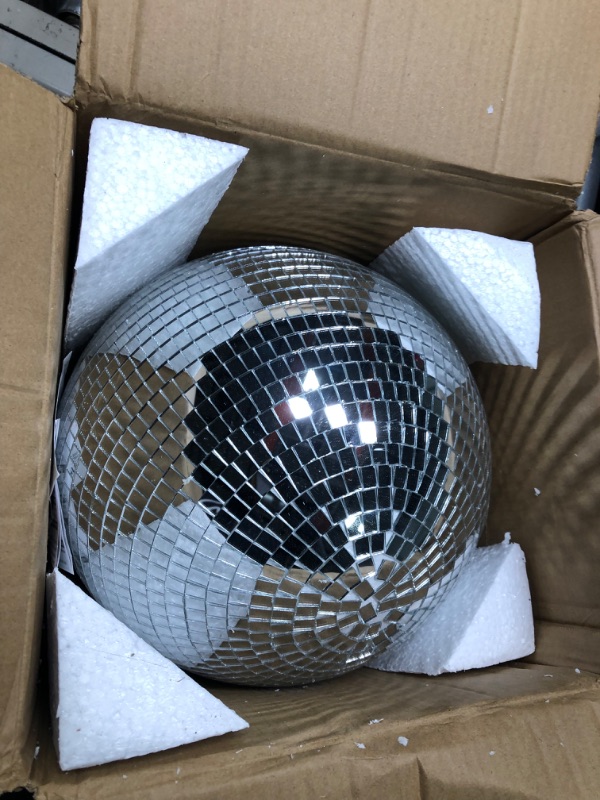 Photo 3 of **USED** Youdepot Disco Ball Disco Ball Mirror 12 Inch Mirror Ball Hanging Disco Lighting Ball for DJ Club Stage Bar Party Wedding Holiday Decoration Disco Ball Large