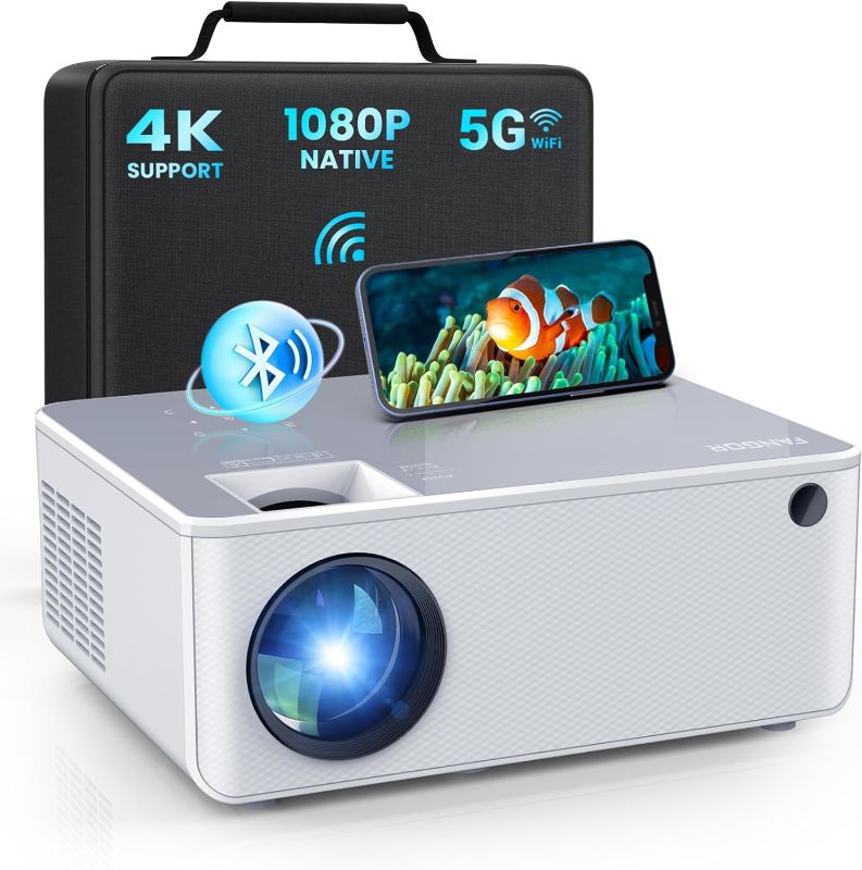 Photo 1 of FANGOR 5G WiFi Bluetooth Projector - Native 1080P HD Outdoor Movie Projector , Portable Home Theater Video Projector with Zoom & HiFi Speaker, Compatible with TV Stick/Phone/PC/USB (No Tripod)
