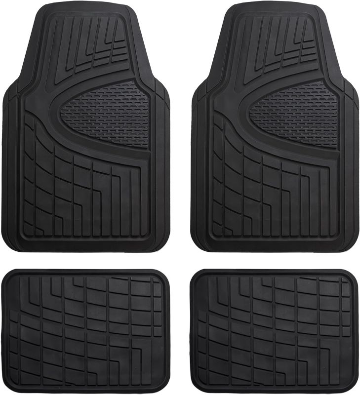 Photo 1 of FH Group F11306BLACKREAR Universal Fit Trimmable Non-Slip Vinyl Black Automotive Floor Mats fits most Cars, SUVs, and Trucks - Rear Set Black - Rear