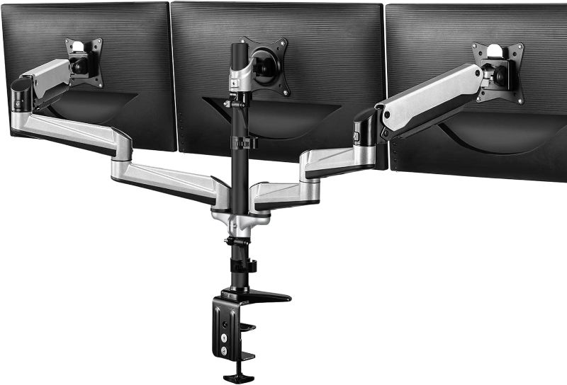 Photo 3 of HUANUO Triple Monitor Stand - Full Motion Articulating Gas Spring Monitor Mount Fit Three 17 to 32 inch Flat/Curved LCD Computer Screens with Clamp, Grommet Kit, Silver
Visit the HUANUO Store