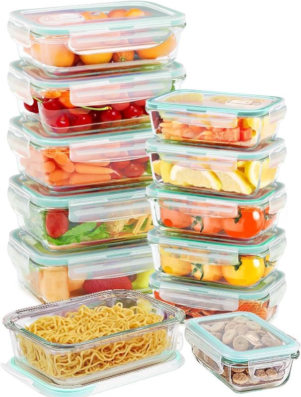 Photo 3 of [12-Pack] Glass Food Storage Containers with Lids (Air Valve)- Glass Meal-Prep Containers for Pantry & Kitchen Organization, Freezer-to-Oven-Safe Airtight Glass Bento Boxes, BPA Free & Leak Proof