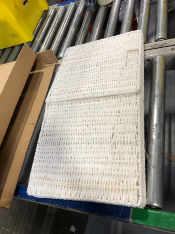 Photo 1 of Vagusicc Storage Baskets, Set of 2 Hand-Woven Paper Rope Wicker Baskets, Foldable Cube Storage Baskets Bins, 13 Inches Large Wicker Storage Baskets for Shelves Organizing & Decor, White (13''x13''x13'') White 13'' x 13'' x 13''