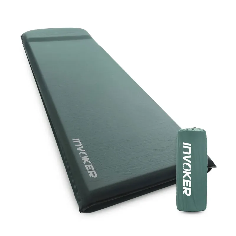 Photo 3 of 3 Inch UltraThick Self Inflating Memory Foam Camping Sleeping Pad, Green (Used)