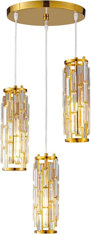 Photo 3 of 
LMQNINE Pendant Lighting Modern Pendant Light, Mini Crystal Chandeliers,Adjustable Pendant Light Fixture for Kitchen Island Dinning Room Bedroom (Gold, 3-Light)