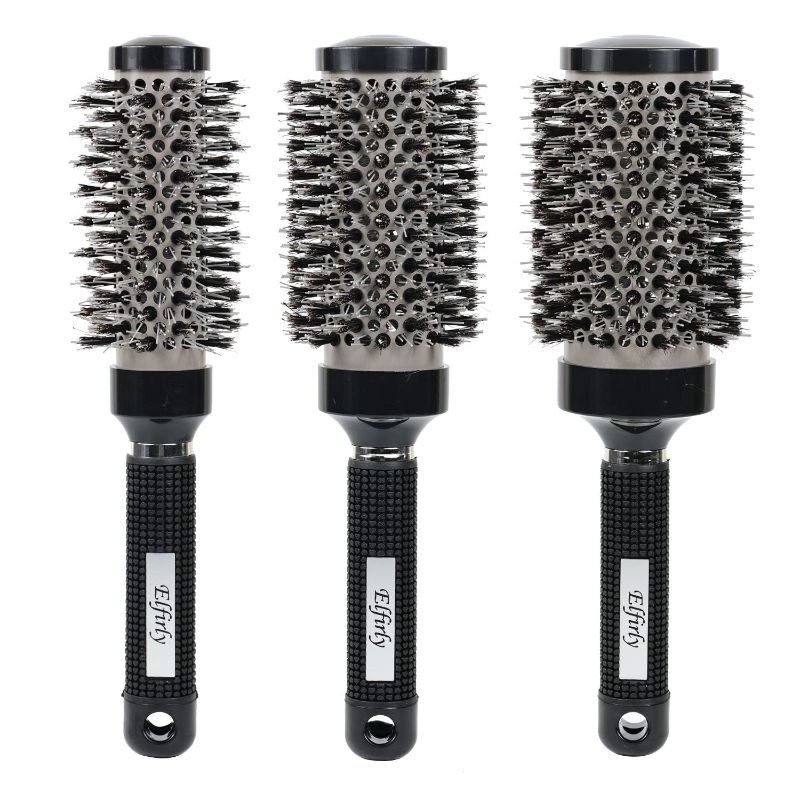 Photo 3 of Elfirly Round Hair Brush with Boar Bristle, Ionic Tech Ceramic Hairbrush Professional Barrel Brush for Drying, Curling, Styling (3 Pack - 2.5 inch, 2.9 inch, 3.2 inch)