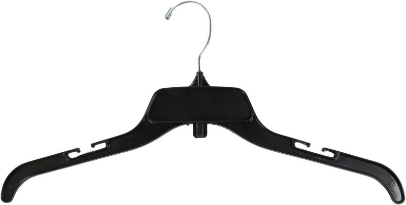 Photo 3 of 17 inch Break-Resistant Black Plastic Dress Hangers - Case of 100
