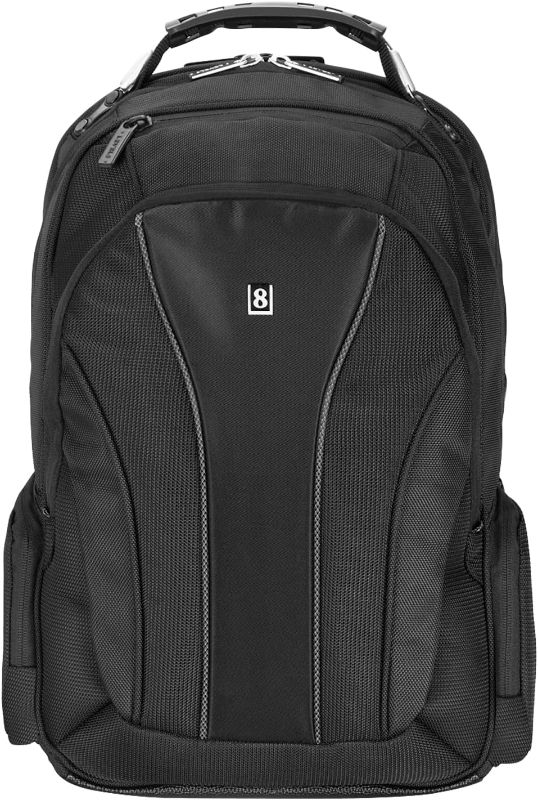 Photo 3 of LEVEL8 Laptop Backpack, Durable Work Backpack for Men Women, Computer Bag for Business Fits 15.6" Laptop and Notebook - Black