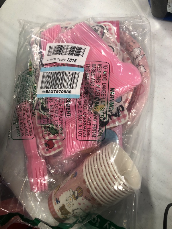 Photo 1 of 110pcs Cat Birthday Party Supplies, Cat Birthday Party Plates and Napkins, Cat Kawaii Birthday Party Decoration for Girl Kawaii Party Tableware
