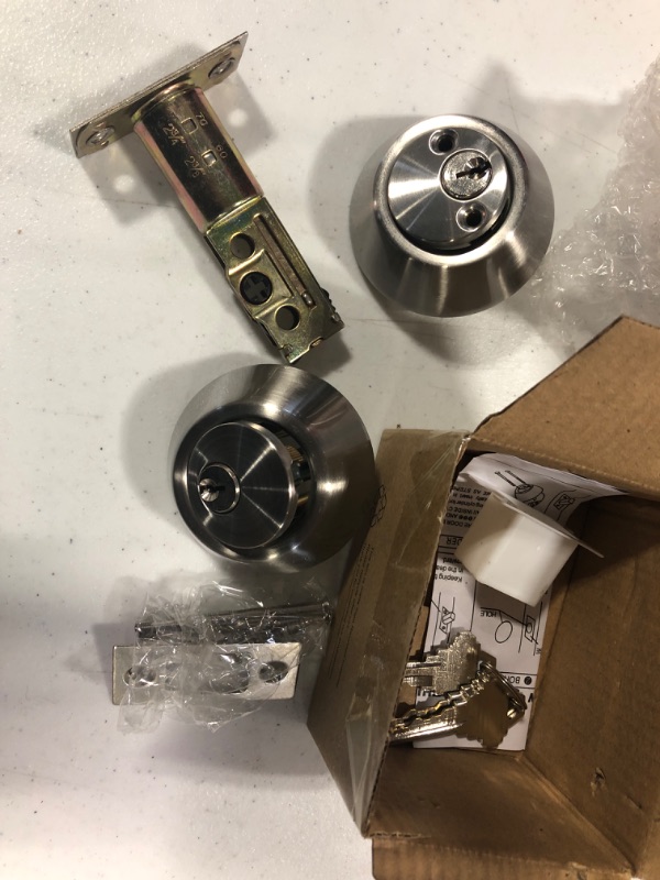 Photo 3 of Gobrico Keyed Alike Double Cylinder Deadbolts Door Locks Satin Nickel Keyd Both Sides Door Locksets for Exterior Interior Door 2 Pack 2 Satin Nickel Double Deadbolt