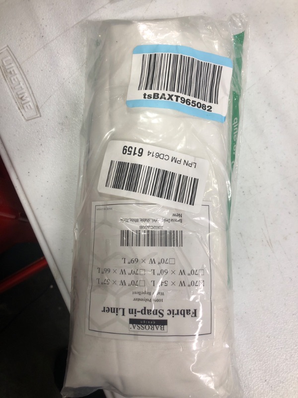 Photo 1 of Barossa Design Fabric Snap-in Shower Curtain Liner Replacement 70" x 54" - Hotel Style, Removable & Machine Washable, Water-Repellent - White, 70x54 White 70"x54"