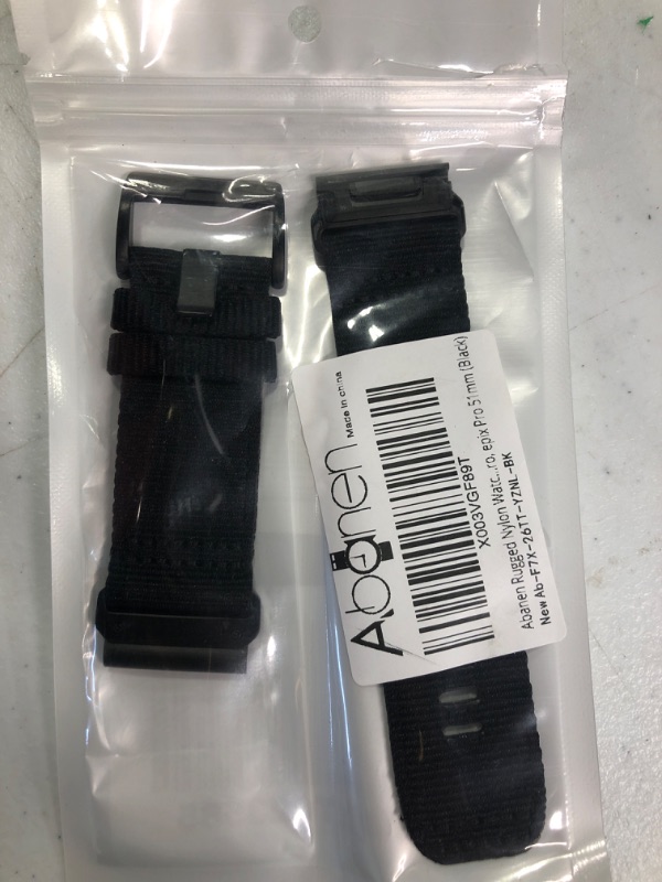 Photo 2 of Abanen Rugged Nylon Watch Bands for Garmin Fenix 7X / Fenix 6X / Fenix 5X/Enduro 2, Quick Fit 26mm Adjustable Woven Nylon Sports Wrist Strap with Stainless Steel Clasp for Tactix 7 Pro, epix Pro 51mm Black