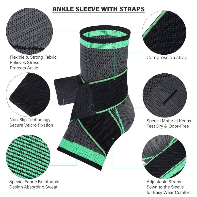 Photo 1 of Ankle Support Brace, Adjustable Compression Ankle Support, for Men Women Achilles Tendon Support and Plantar Fasciitis, Stabilize Ligaments, Eases Pain Swelling and Sprained Ankle Pain (Large)