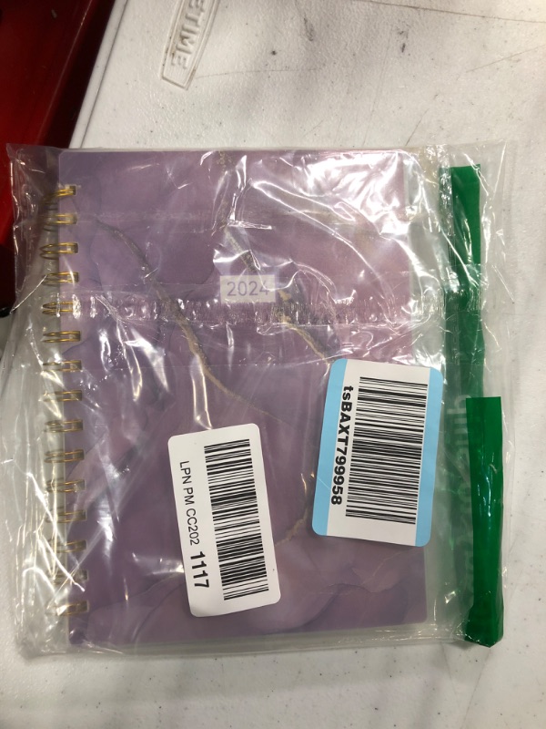 Photo 2 of 2024 Weekly and Monthly Planner, AIMPEAK 2024 Weekly Planner with Tabs, Jan. 2024 - Dec. 2024, Daily Planner with Inner Pocket, Pen Loop, Flexible Cover?Spiral Binding, Purple Marble, A5(5.5"x8.5") Purple 5.5" x 8.5"