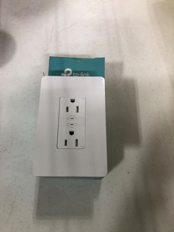 Photo 2 of Kasa Smart Plug KP200, In-Wall Smart Home Wi-Fi Outlet Works with Alexa, Google Home & IFTTT, No Hub Required, Remote Control, ETL Certified , White, 1 Pack Smart Outlet