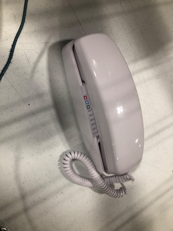 Photo 3 of AT&T 210 Basic Trimline Corded Phone, No AC Power Required, Wall-Mountable, White