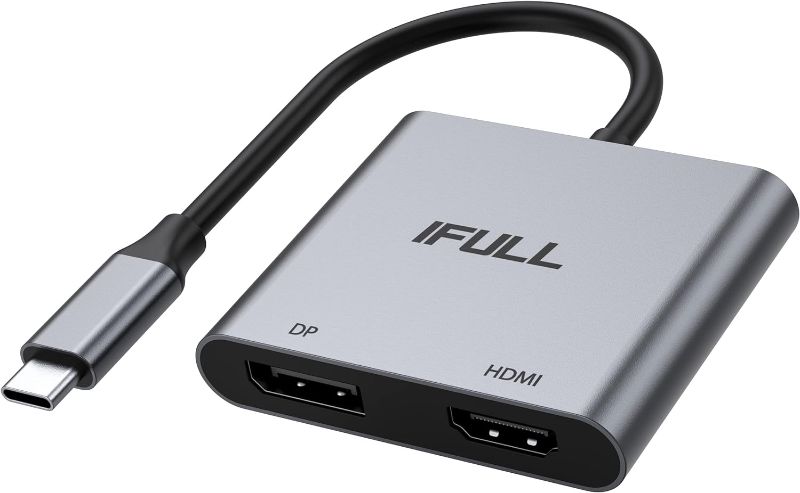 Photo 1 of Dual Monitor Adapter for Dell HP Surface Lenovo Laptops,Thunderbolt 3/USB C Type C to HDMI DisplayPort Adapter Hub Dongle 4K @60hz…