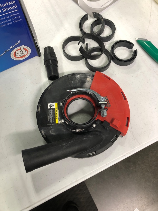 Photo 4 of *****missing parts and used as picture shows*****HERZO Universal Surface Grinding Dust Shroud for 7 Inch Angle Grinder Grinding Task 180mm