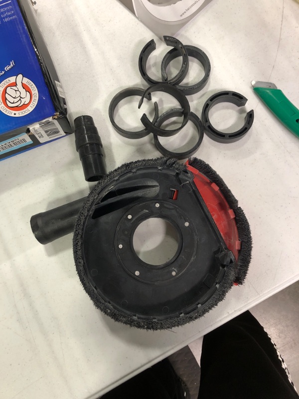 Photo 3 of *****missing parts and used as picture shows*****HERZO Universal Surface Grinding Dust Shroud for 7 Inch Angle Grinder Grinding Task 180mm