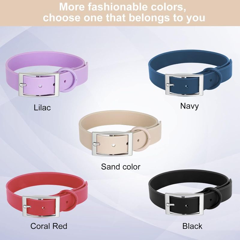 Photo 1 of Adjustable Dog Collar with Airtag Holder: Durable Dog Collars, Soft Rubber Coated Webbing, Waterproof and Easy to Clean, for Small Medium Large Dogs (M, Sand Color) M|12"-16" × 4/5 in Sand Color