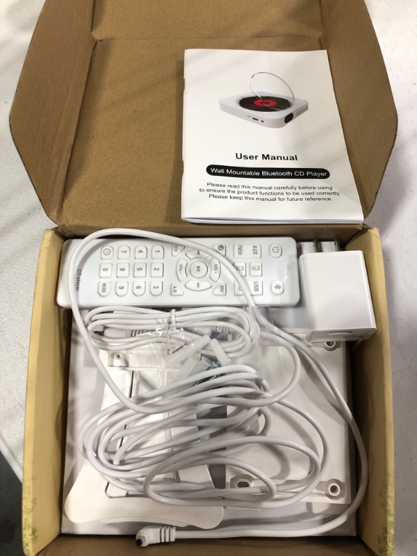 Photo 1 of Portable CD Player with Bluetooth, Qoosea Wall Mountable CD Players Music Player Home Audio Boombox with Remote Control FM Radio Built-in HiFi Speakers LCD Display MP3 Headphone Jack AUX Input Output