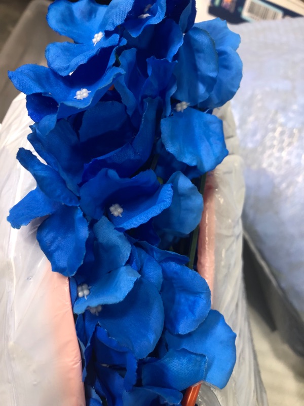 Photo 1 of BLOSMON Flower Wall Panel Backdrop - 6 Pcs 24 x 16 Inch Dusty Blue Artificial Hydrangea Floral Backdrop for Wedding Party Baby Bridal Shower Decor, Hanging Fake Silk Hydrangea Wall DIY Decoration Dusty Blue 6