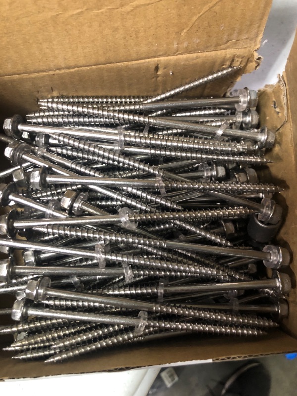 Photo 2 of (100Pcs)#10x4" Self-Tapping Screws for Wood 410 Stainless Steel Hexagon Head Quick Tapping