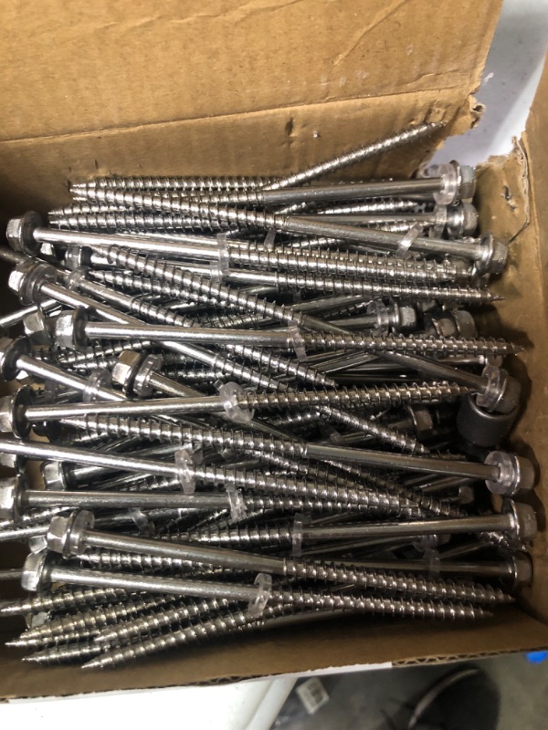 Photo 1 of (100Pcs)#10x4" Self-Tapping Screws for Wood 410 Stainless Steel Hexagon Head Quick Tapping