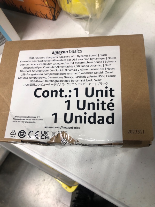 Photo 3 of Amazon Basics USB Plug-n-Play Computer Speakers for PC or Laptop, Black - Set of 2 & 3-Button Wired USB Computer Mouse, Black
