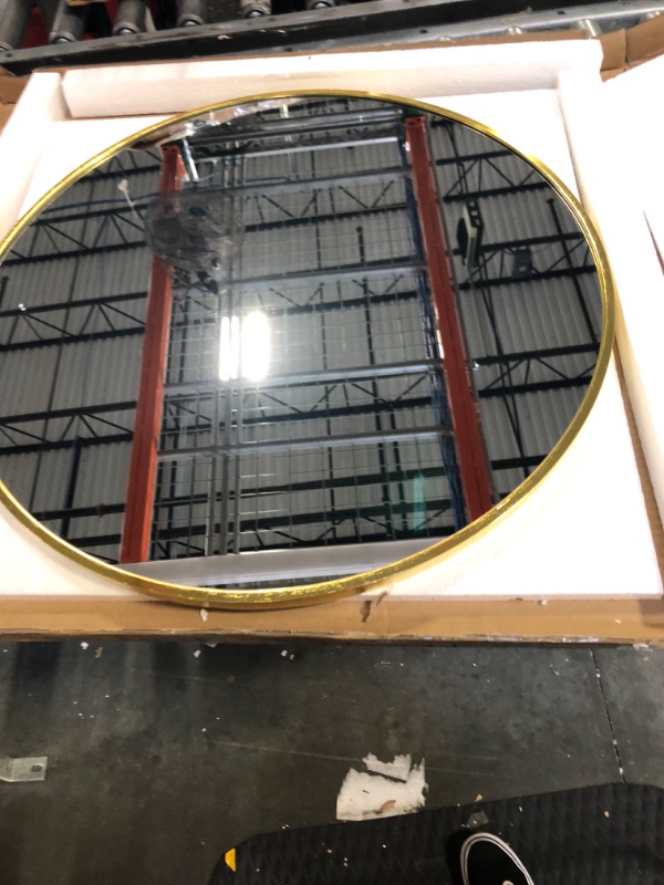 Photo 3 of **USED** BEAUTYPEAK 20 Inch Round Mirror, Gold Metal Frame Circle Mirror, Wall Mirror for Entryway, Bathroom, Vanity, Living Room, Gold Circle Mirror
