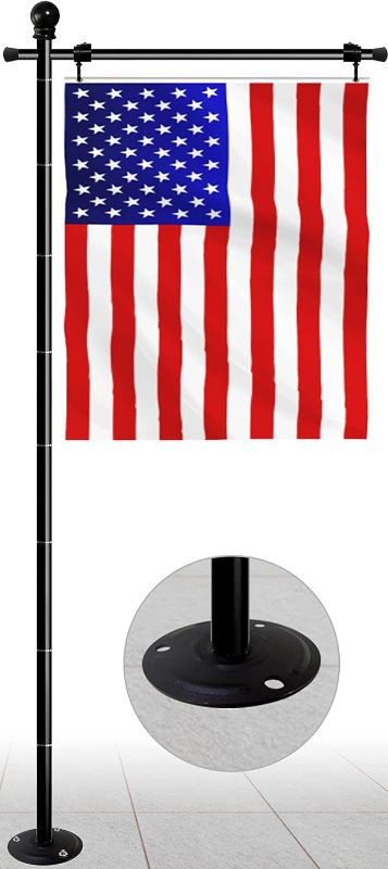 Photo 1 of 10FT Garden Flag Pole Stand with Metal Base for 3x5 American flags, Adjustable Heavy Duty Outdoor Flagpole Holder Kit for Wooden Floor or Hard Ground, 1 Pack
