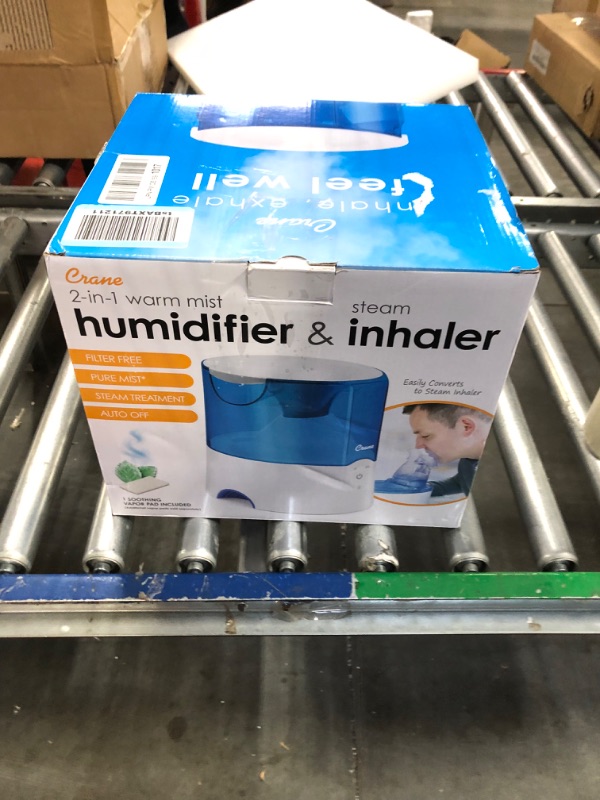 Photo 1 of Crane EE-5202 Inhaler & Warm Mist Humidifier, 0.5 Gallon, Blue & White Blue and White