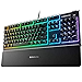 Photo 1 of SteelSeries Apex 3 RGB Gaming Keyboard – 10-Zone RGB Illumination – IP32 Water Resistant – Premium Magnetic Wrist Rest (Whisper Quiet Gaming Switch)
