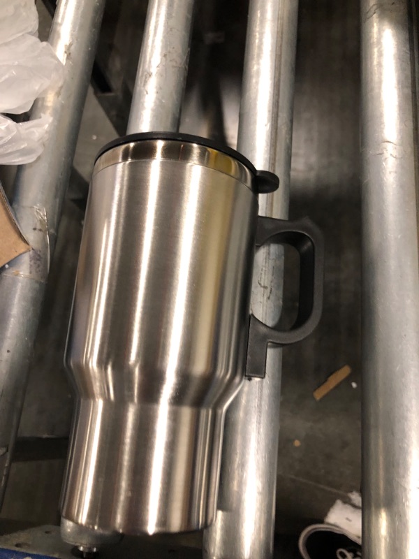 Photo 1 of 12V Car Heating Cup Car Heated Mug, 450ml Stainless Steel Travel Electric Coffee Cup 14oz. Insulated Heated Thermos Mug
