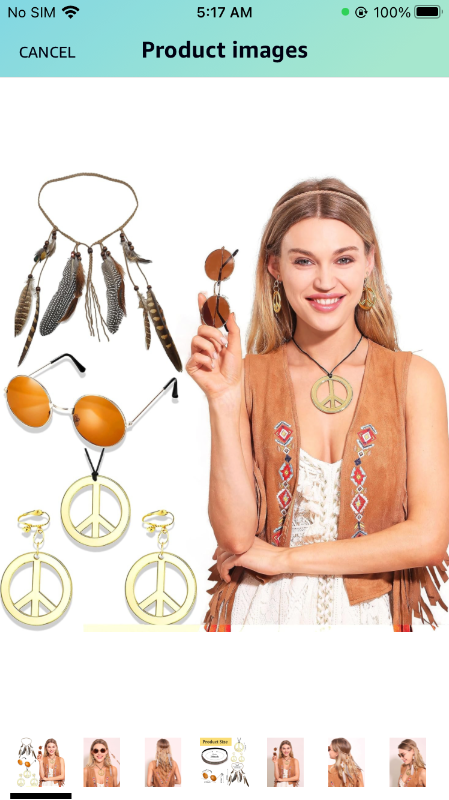 Photo 1 of JeVenis Hippie Costume Accessories Sunglasses Peace Sign Necklace Boho Retro Daisy Headband 60s 70s Hippie Accessorie