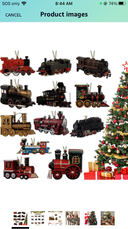 Photo 1 of 36 Pieces Train Christmas Tree Ornament Wood Christmas Train Decor Wooden Xmas Train Decorations Christmas Decorative Hanging Ornaments for Christmas Tree Party Wall Decor, 12 Styles