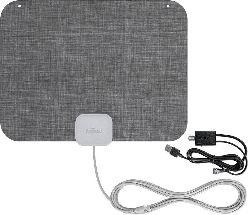 Photo 1 of **USED**  Leaf Stitch Amplified – Flat Indoor TV Antenna, 60-Mile Range, Jolt Switch Amp, UHF VHF, Multi-Directional, 4K UHD, NEXTGEN TV - w/ 12 ft. Cable