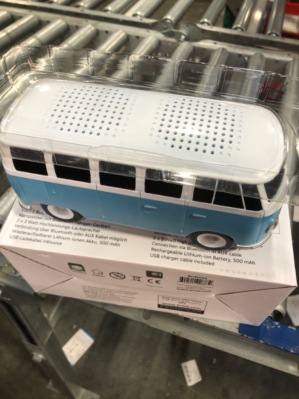 Photo 2 of BRISA VW Collection - Volkswagen Portable Bluetooth Speaker Wireless Box with Rechargable Battery T1 Bus Campervan (Scale: 1:20/Classic Bus) (Blue)