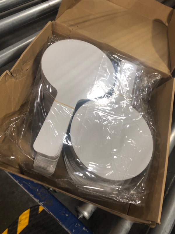 Photo 1 of Seajan 100 Pcs Auction Paddles Dry Erase Paddles First Day of School White Boards Doubled Sided Handheld Classroom Paddle Fan Blanks Boards Bulk(Round)