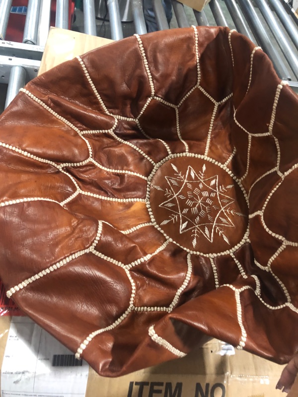 Photo 3 of  Amazing Moroccan Pouf Dark Brown Color,, Ottomans Poffes,Footstool poufs,100% Handmade Leather Poof Home Gifts, Wedding Gifts, Foot Stool,Ready to Magic Your Living Room!