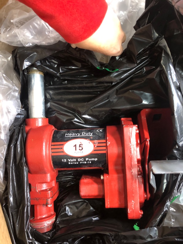 Photo 1 of FSBNJKS Heavy Duty Fuel Gas Transfer Pump Series FBY-15 12V DC 15 GPM Rotary Vane Pump Red 15GPM(Pump Only) Red
