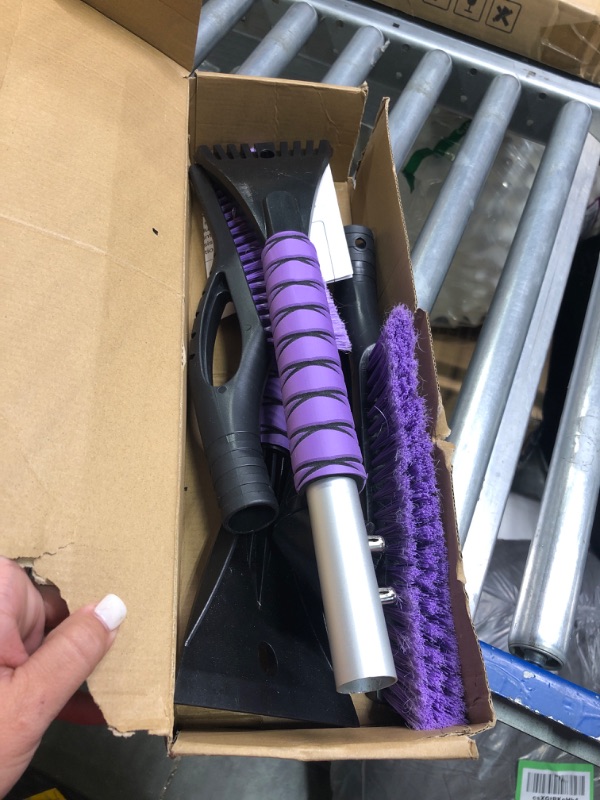 Photo 2 of NARUNDREN 27"Snow Brush and Ice Scrapers for Car Windshield 2 Pack |Scratch-Free Bristle Head PVC Snow Brush & Foam Grip Window Snow Scraper Snow Removal Tool with Aluminum Body for Truck, SUV,Purple