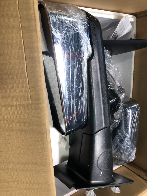 Photo 1 of Smoked Power Heated Tow Mirrors Compatible with Dodge Ram 1500 2002-2008, 2500 3500 2003-2009, Flip Up Extended Trailer Towing Side Mirrors, Chrome Housing Smoked Lens/Chrome Housing