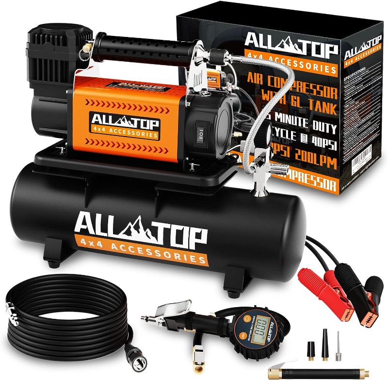 Photo 1 of ALL-TOP Air Compressor with 6L Tank Kit,12V Portable Inflator & Oil-Free Steel Tank 6-Liter, Offroad Air Compressor for Truck Tires, Heavy Duty Air Compressor Max 150PSI for SUV 4x4 Vehicle RV Tire