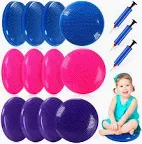 Photo 1 of 12 Pcs Stability Wobble Cushions Inflated Kids Sensory Wiggle Seat Flexible Balance Disc with 6 Pcs Hand Pumps to Improve Sitting Posture Trainer Yoga Balance for Classroom Home Office Workout