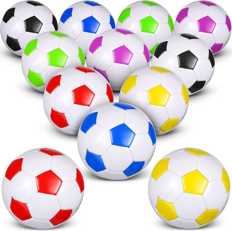 Photo 1 of 12 Pcs Soccer Ball Bulk with Pump for Teen Adult with Pump Carry Bag Outside Sports Training Practice Machine Game Soccer Back to School Soccer Ball Bulk Size 4