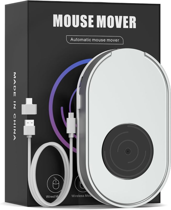 Photo 1 of Mouse Jiggler, Undetectable Mouse Mover Device Wiggler Shaker with Drive Free USB Cable and USB C to USB Adapter, Physical Automatically Mouse Movement, Keep PC Screen Active, Silver