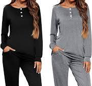 Photo 1 of 2 Pack Women's Pajamas Lounge Sets Button Down Long Sleeve xxl