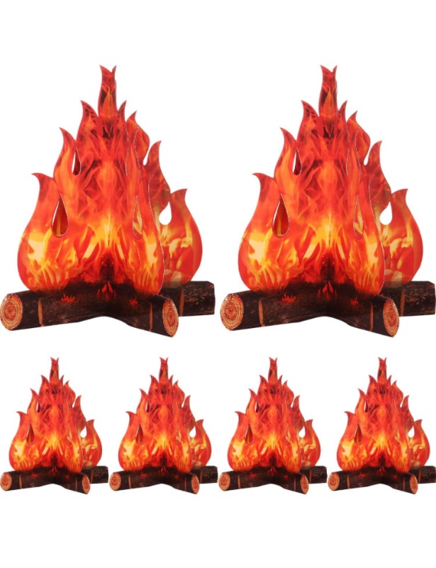 Photo 1 of 3D Decorative Cardboard Campfire Centerpiece Artificial Fire Fake Flame Paper Party Decorative Flame Torch (Red Orange)